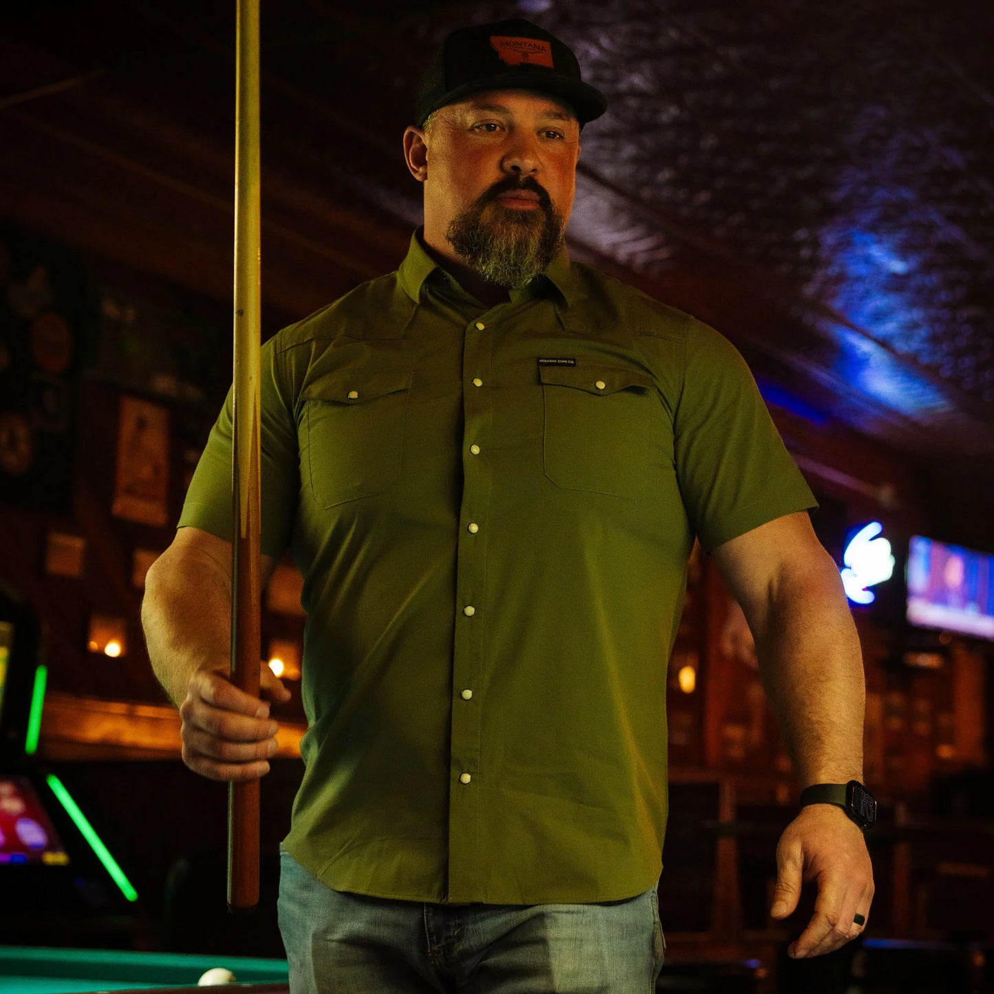 SEELEY S/S BUTTON-UP SHIRT - OLIVE