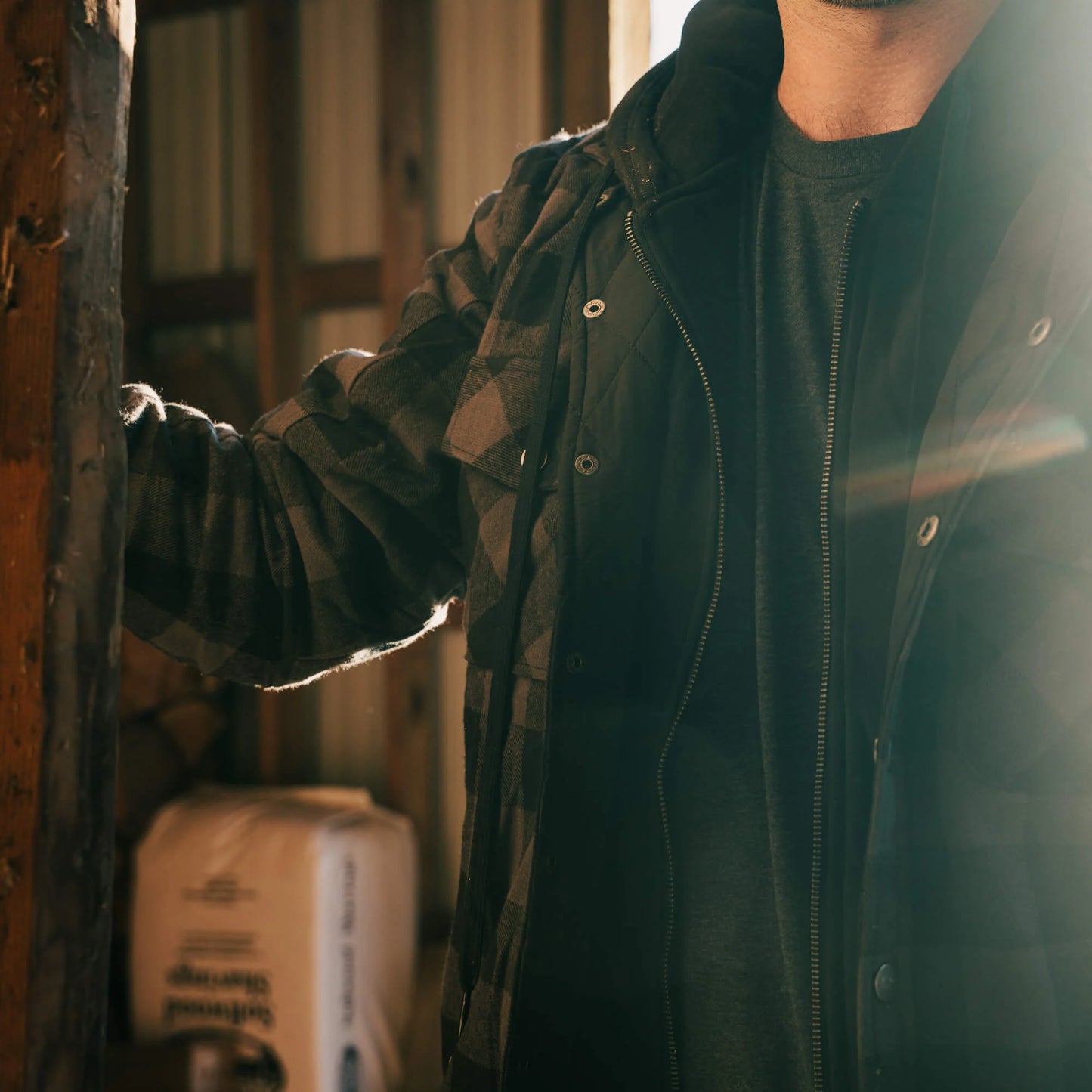 BIG TIMBER HOODED FLANNEL - GREY