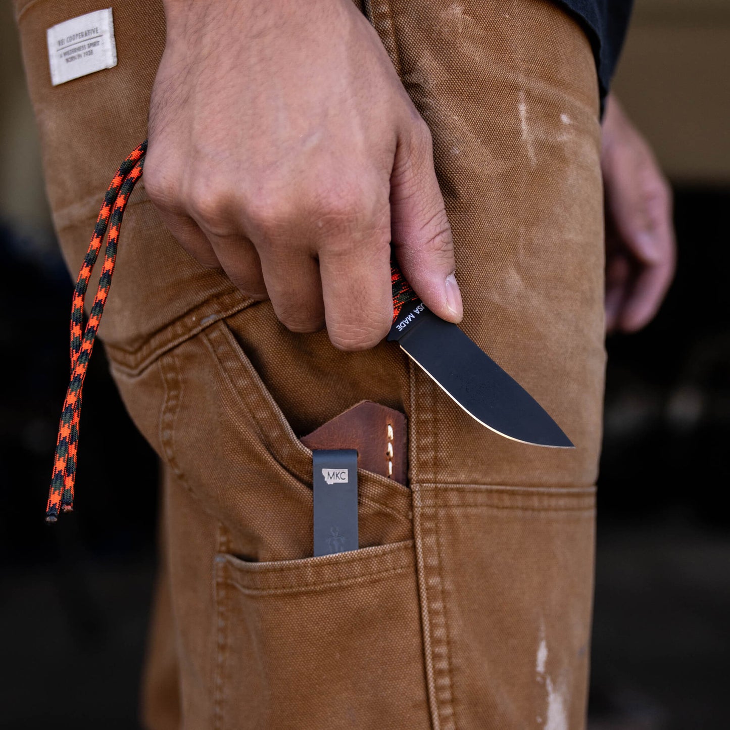 MINI STONED GOAT LEATHER SHEATH - CONCEALED POCKET CARRY