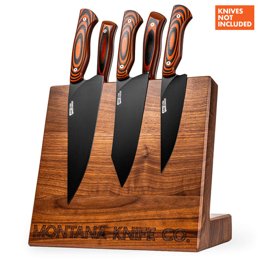 MKC CULINARY DOUBLE SIDED KNIFE STAND - DARK WOOD FINISH