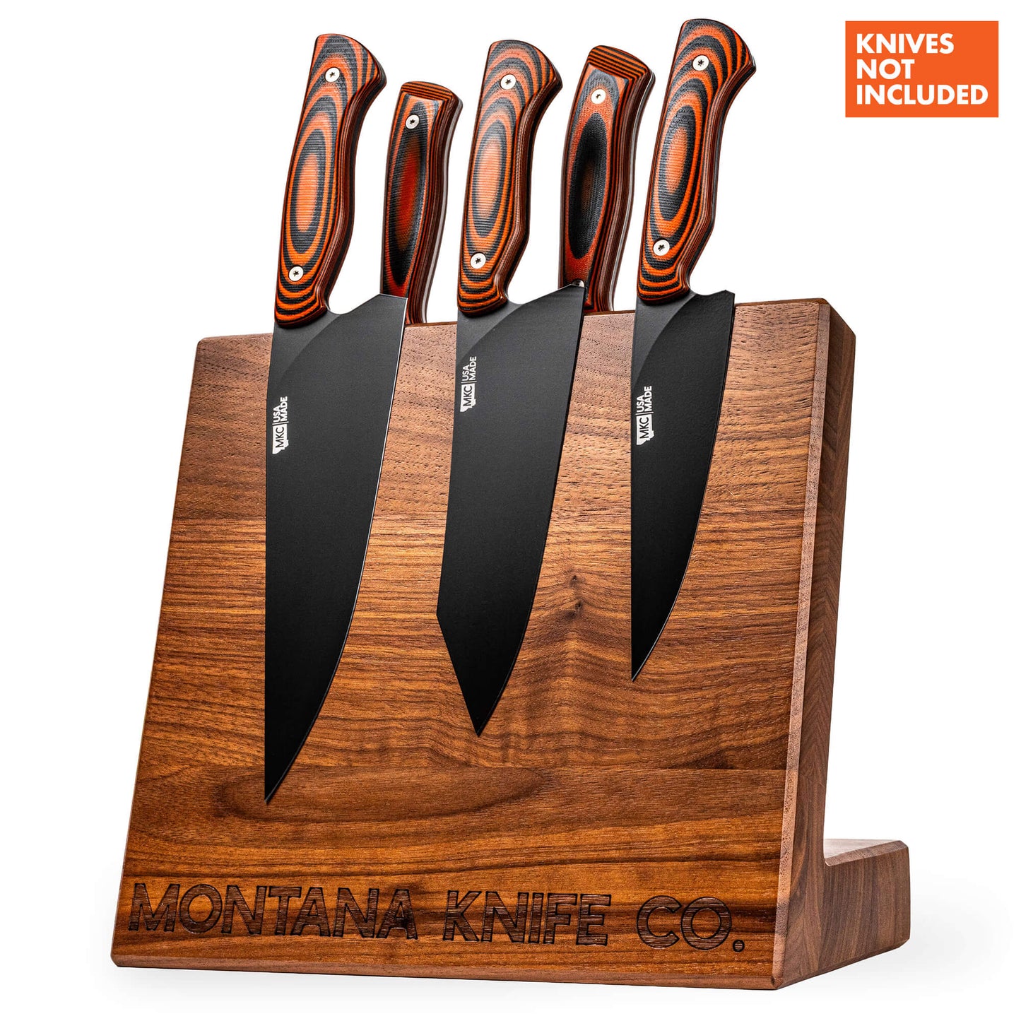 MKC CULINARY DOUBLE SIDED KNIFE STAND - DARK WOOD FINISH