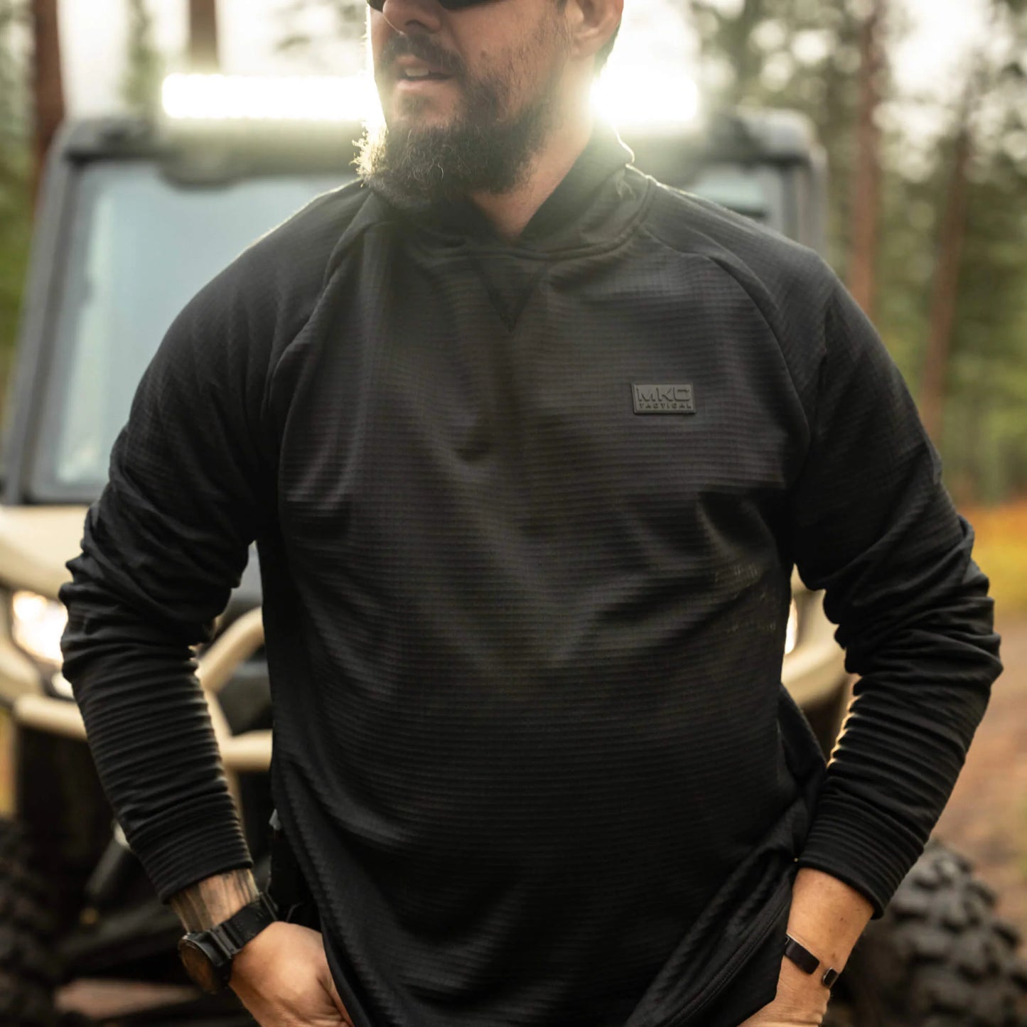 MKC WAFFLE KNIT PERFORMANCE HOODIE - SHADOW